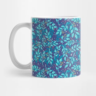 Blue Leaves Pattern Mug